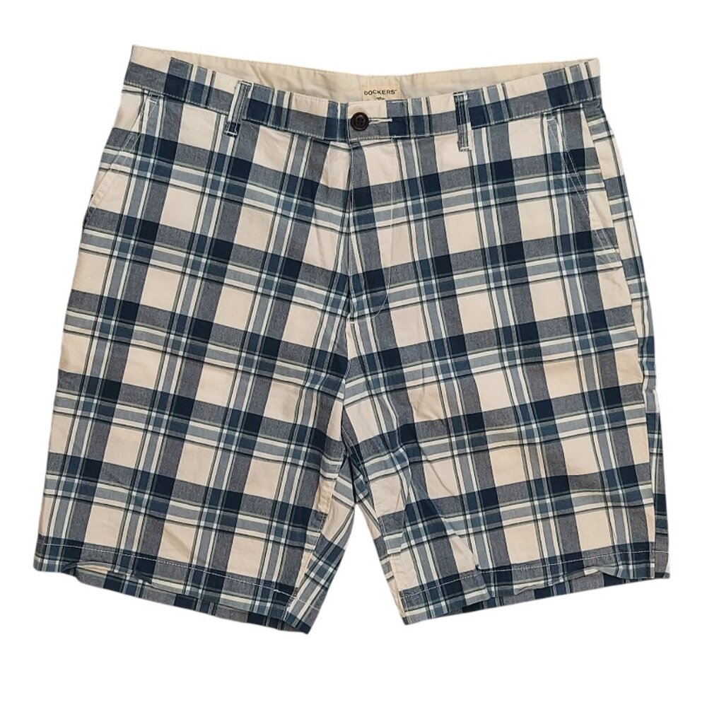 DOCKERS CLASSIC PLAID BERMUDA WALKING SHORTS (36)